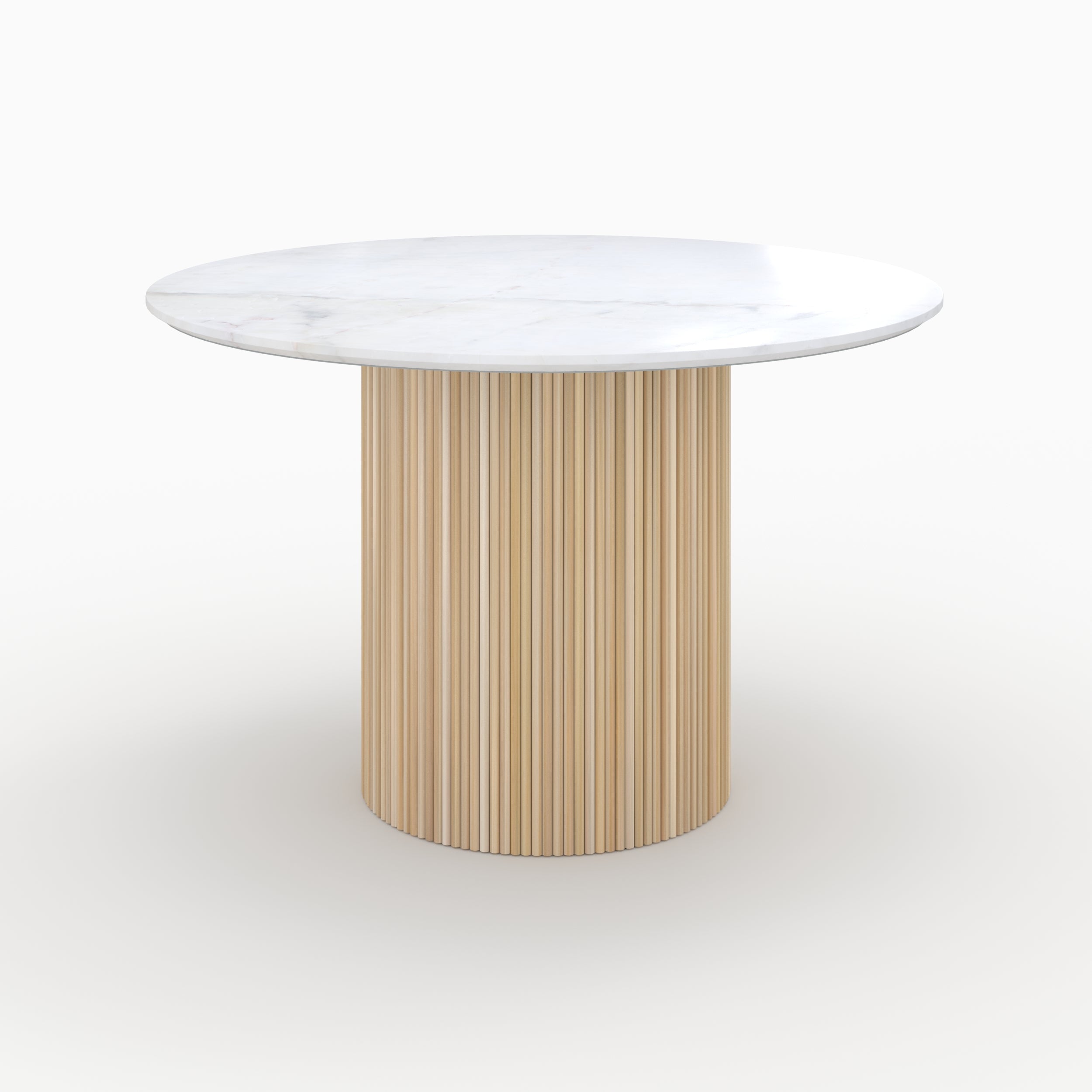 Agathe - Round Table for 4 People in White Marble and Mango Wood