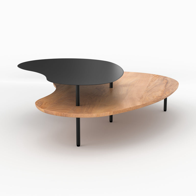 Moji - Lot De 2 Tables Gigognes En Bois Et Metal Noir
