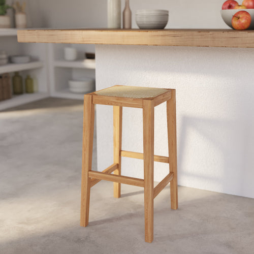 Kappa - Tabouret Pour Îlot Central En Cannage Et Bois