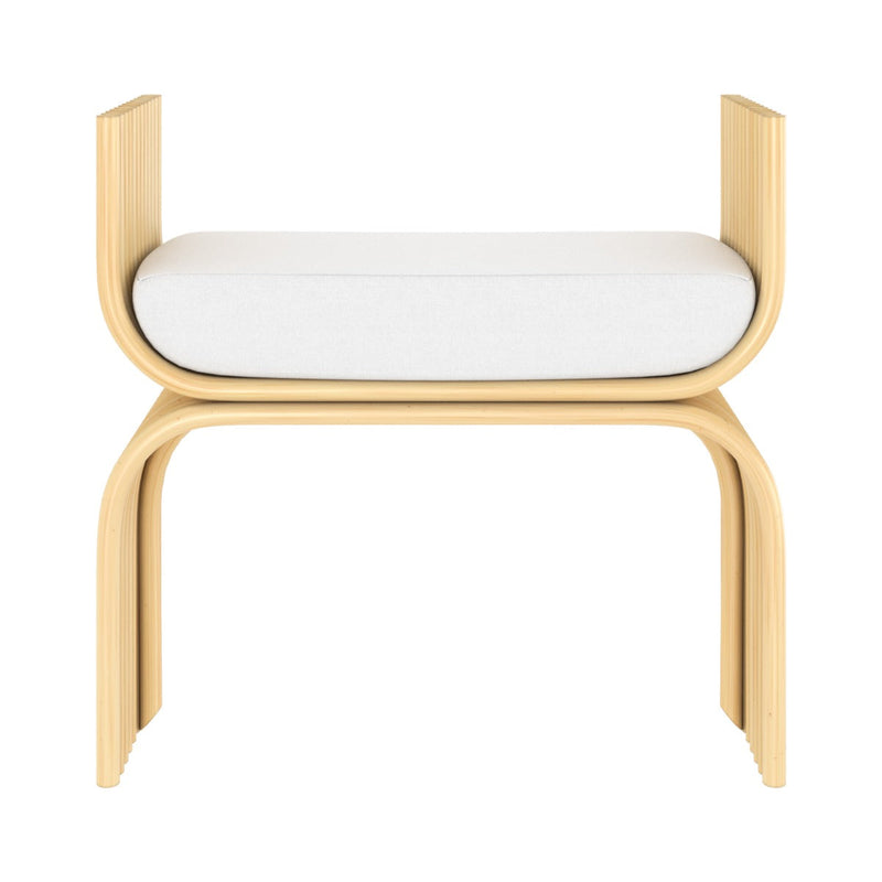 Réane - Tabouret En Rotin Et Coussin Blanc