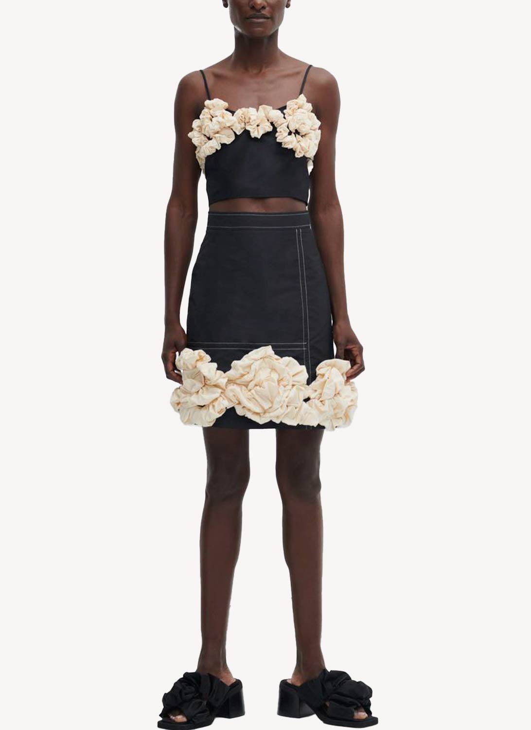 Ganni - Haut En Taffetas - Noir - Femme