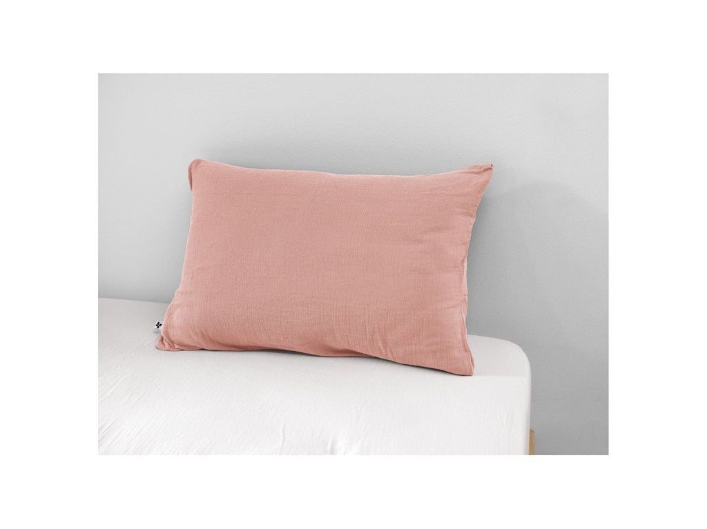 Gaia - Taie D'Oreiller - Double Gaze De Coton - Rose Peche