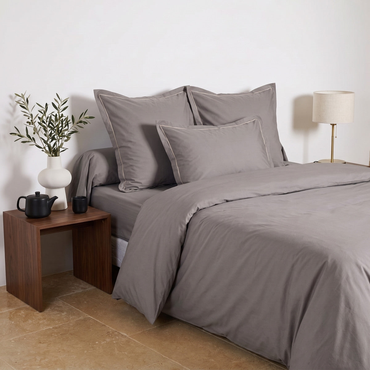 Uni Percale - Taie Oreiller - Gris