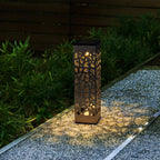 Set of 3 solar beacons to stick or place in warm white LED shadow ORGANIC INOX H31cm - REDDECO.com