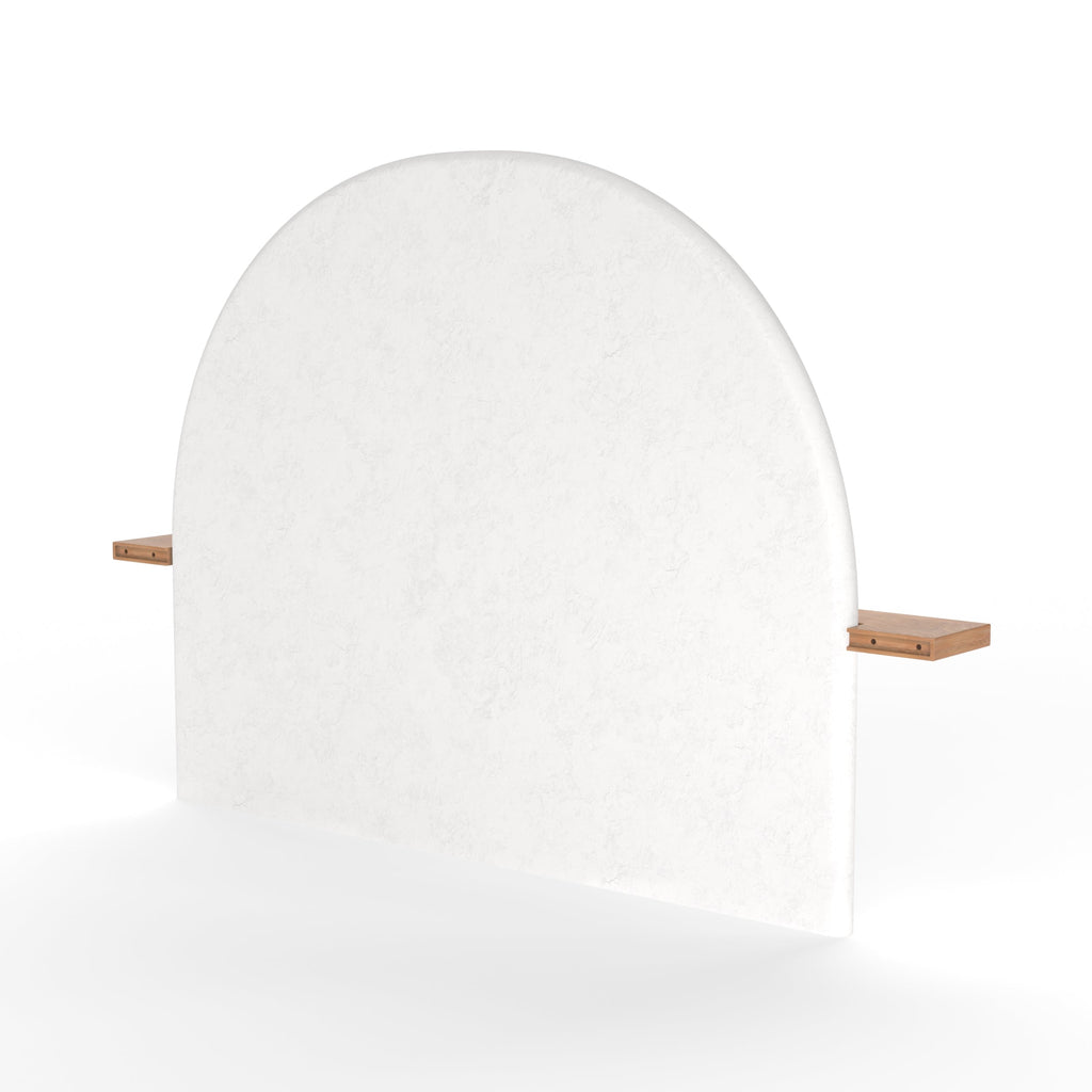 Fira - Tête De Lit En Plâtre Blanc Cassé Et Bois D'Acacia