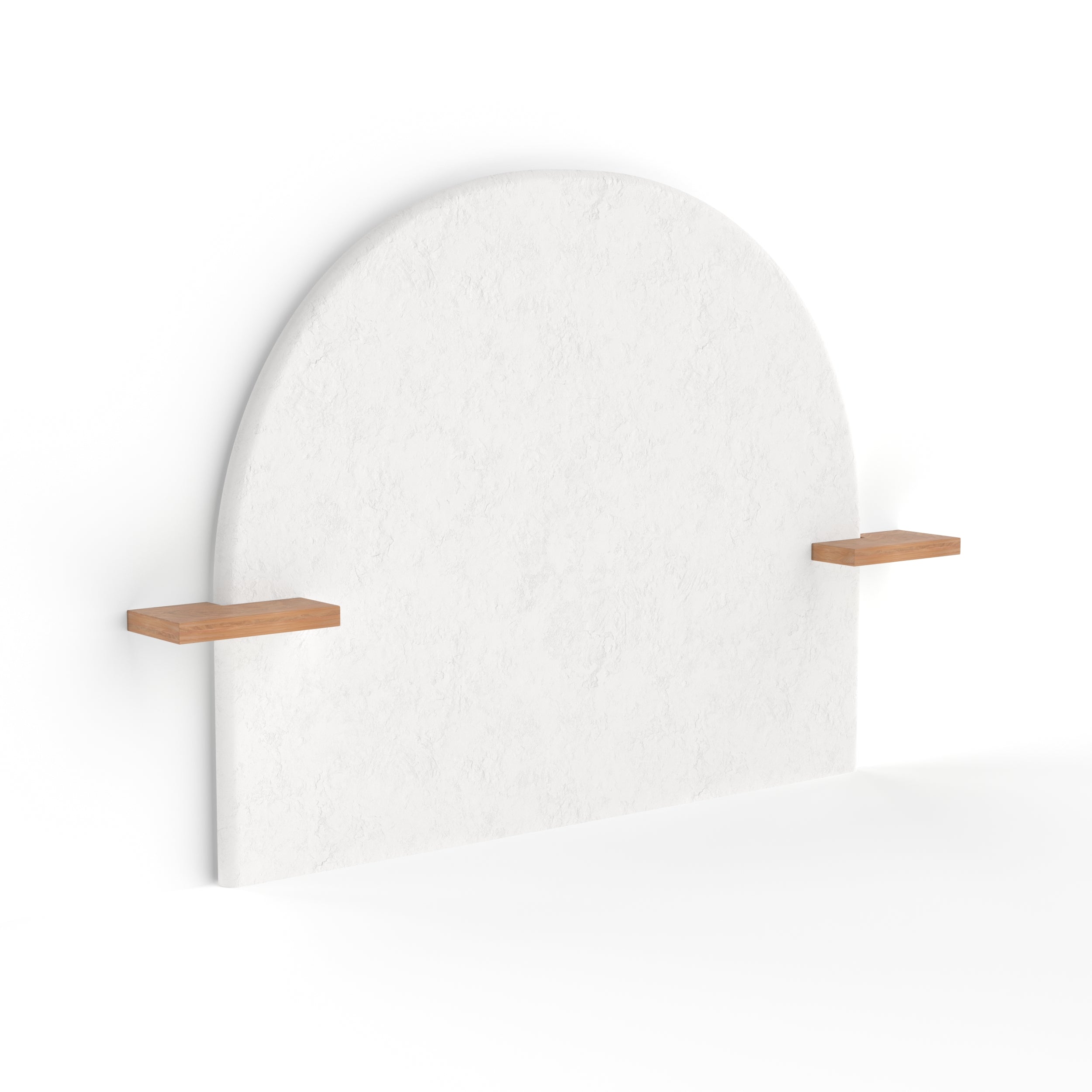 Fira - Tête De Lit En Plâtre Blanc Cassé Et Bois D'Acacia