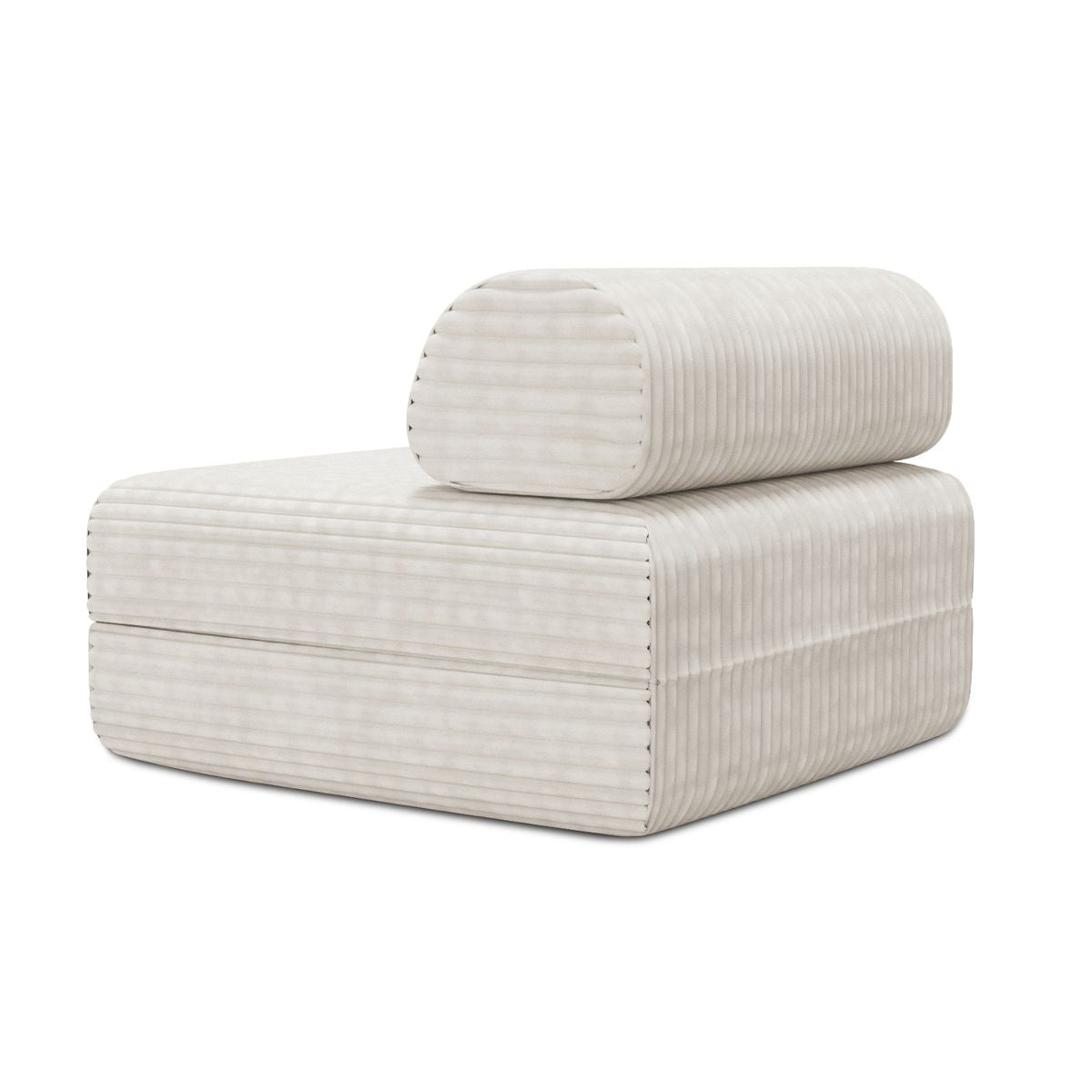 Canapé 2 Places Modulable - Tissu Extérieur À Rayures - Blanc Et Beige