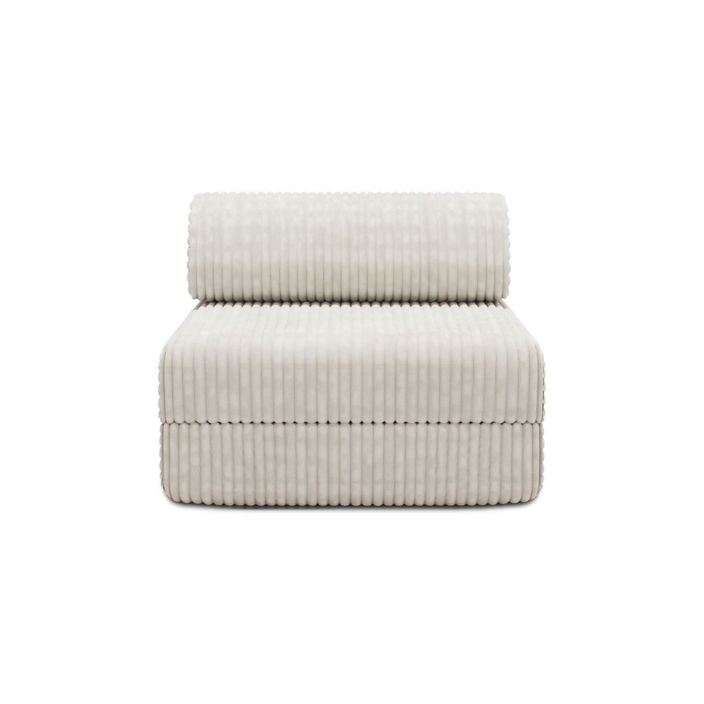 Canapé 2 Places Modulable - Tissu Extérieur À Rayures - Blanc Et Beige