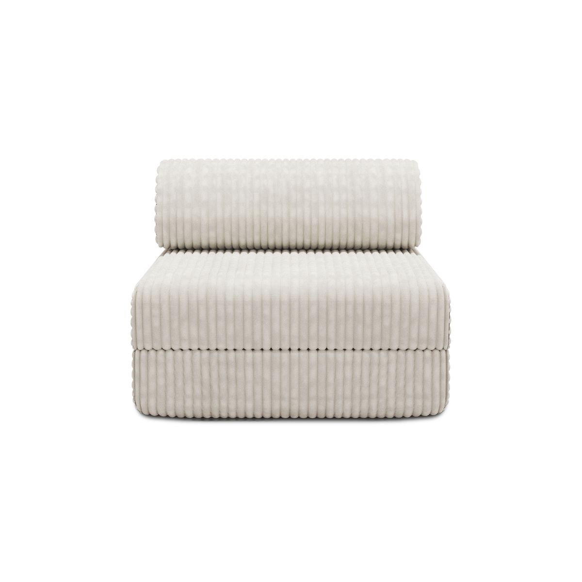 Canapé 2 Places Modulable - Tissu Extérieur À Rayures - Blanc Et Beige