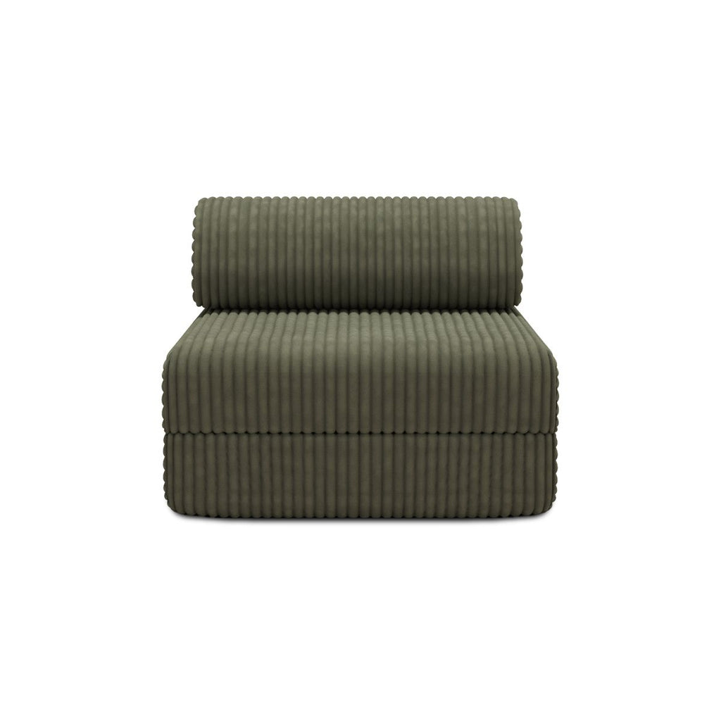 2-Seater Modular Sofa - Striped Outdoor Fabric - White and Blue