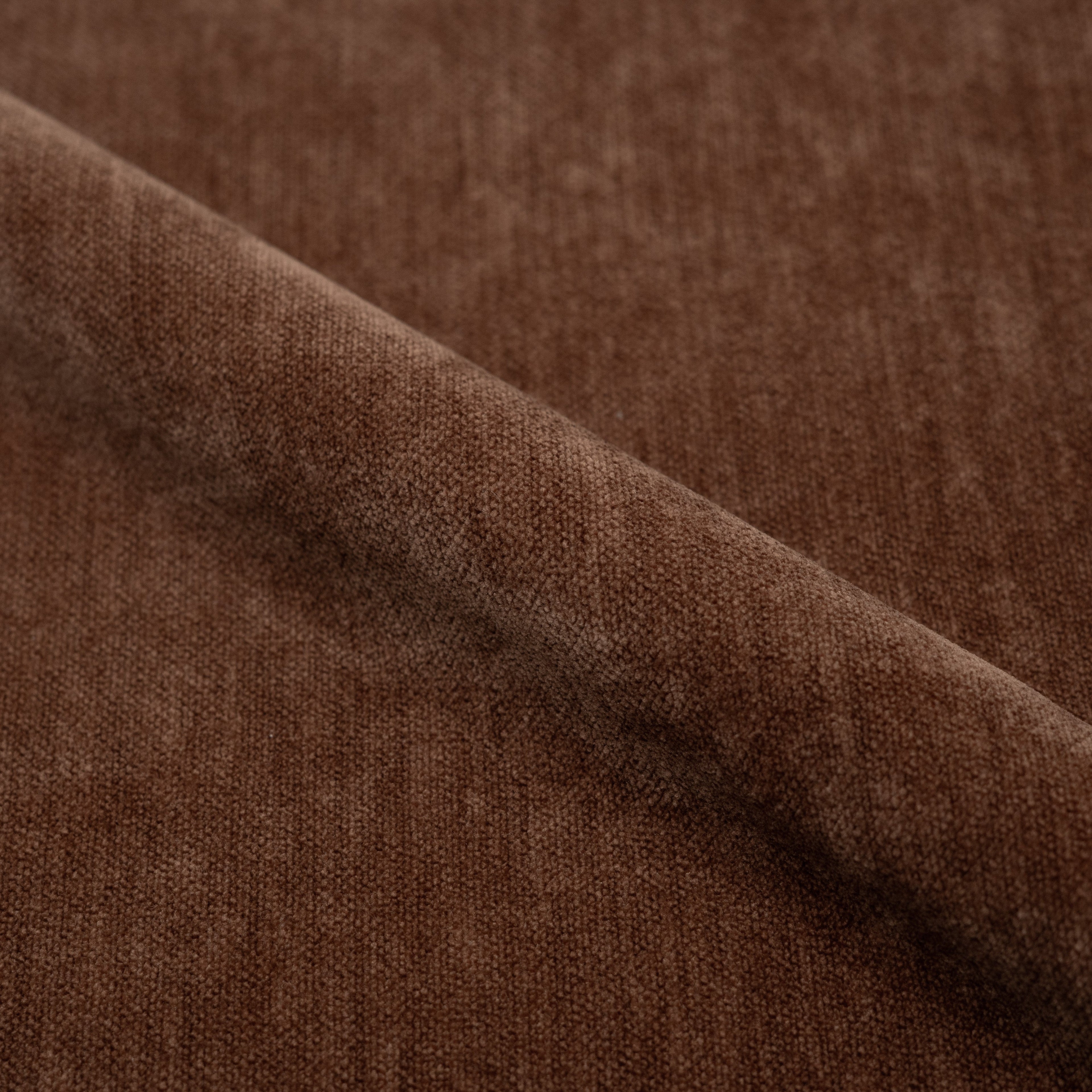 Ricci - Sillón giratorio de tela efecto terciopelo marrón