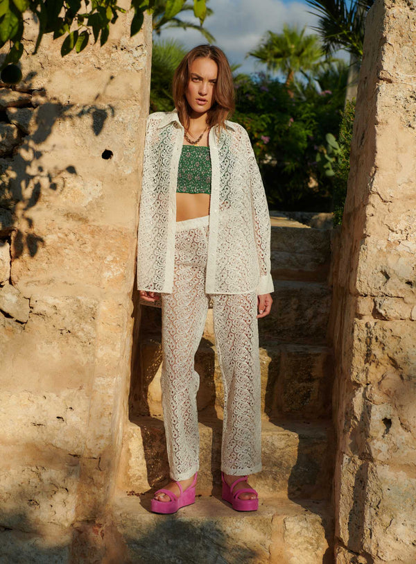 PETUNIA WHITE CROCHET TROUSERS PETITE MENDIGOTE