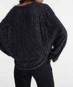 The Kooples - Top Fluido Azul Marino Rayas Plateadas - Mujer