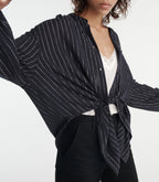 The Kooples - Top Fluido Azul Marino Rayas Plateadas - Mujer