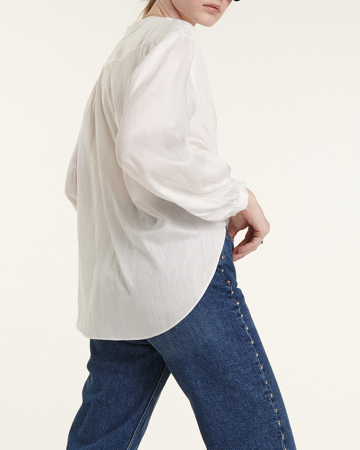 Wide Ecru Fluid Top With Tie Detail - Women