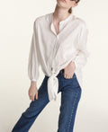 Wide Ecru Fluid Top With Tie Detail - Women