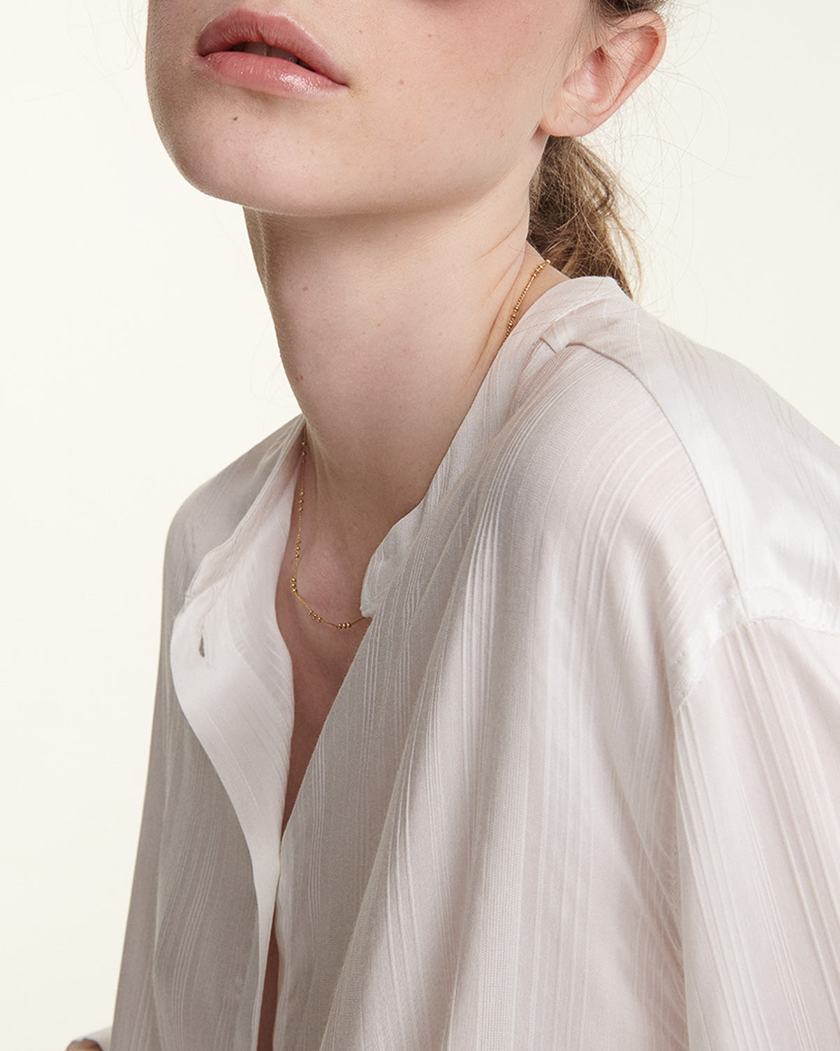 Wide Ecru Fluid Top With Tie Detail - Women
