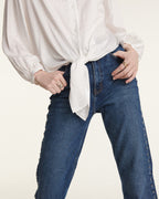 Wide Ecru Fluid Top With Tie Detail - Women