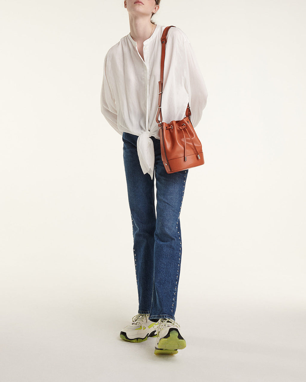 Wide Ecru Fluid Top With Tie Detail - Women