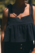 RIVIERA BLACK LINEN TOP
