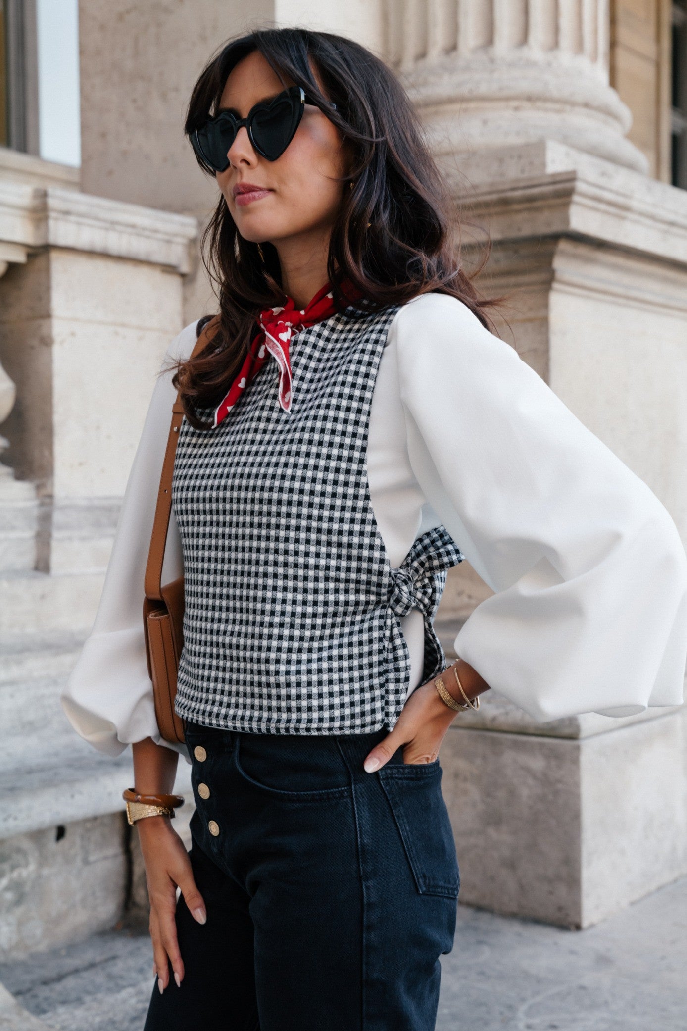 TANIE BLACK GINGHAM TOP