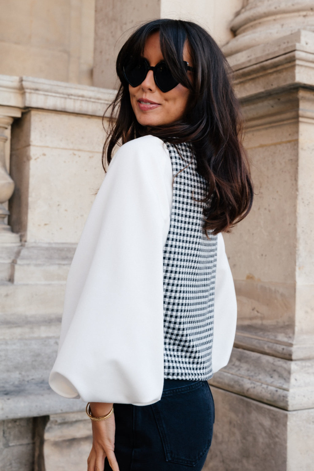 TANIE BLACK GINGHAM TOP