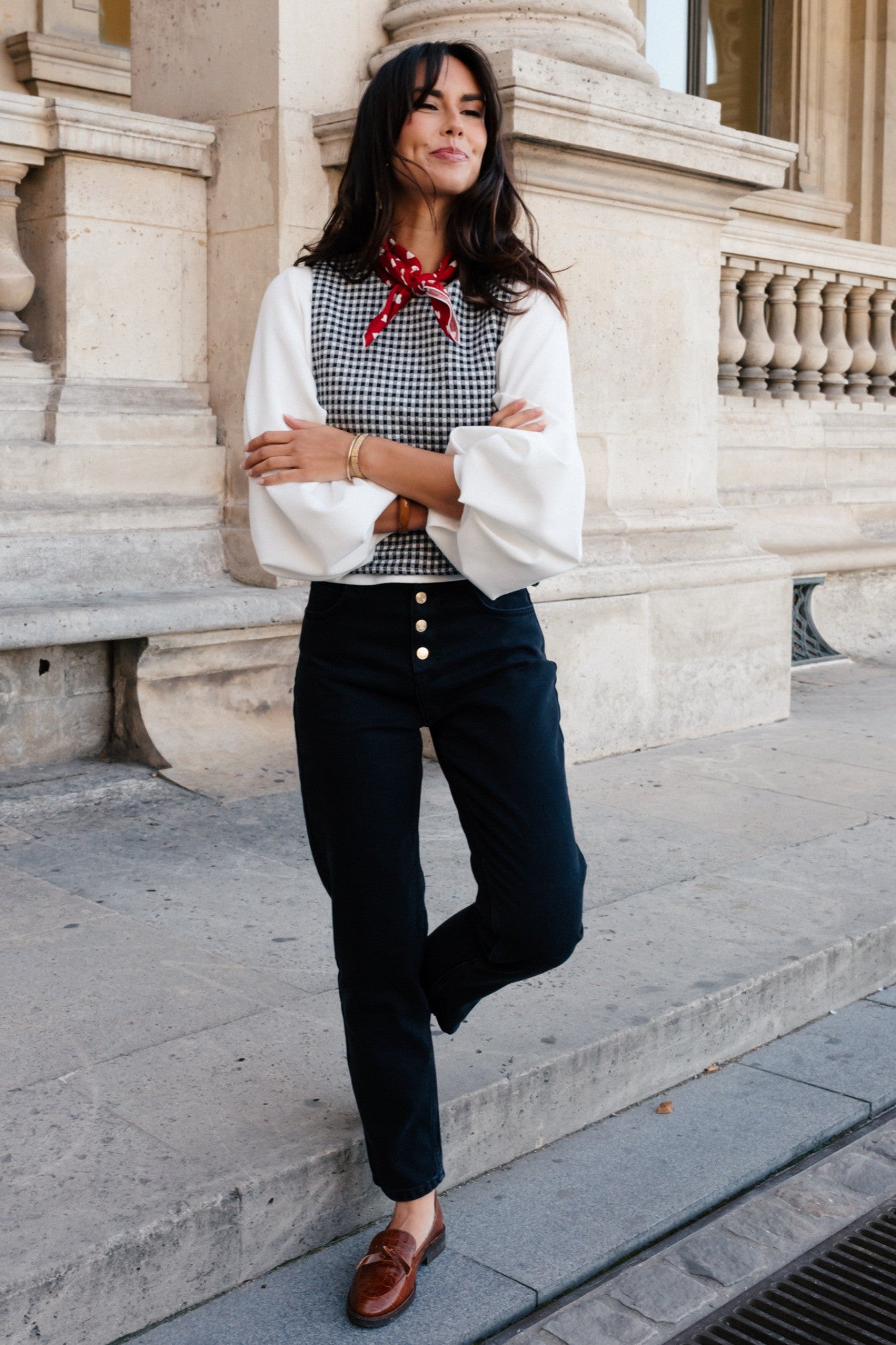 TANIE BLACK GINGHAM TOP