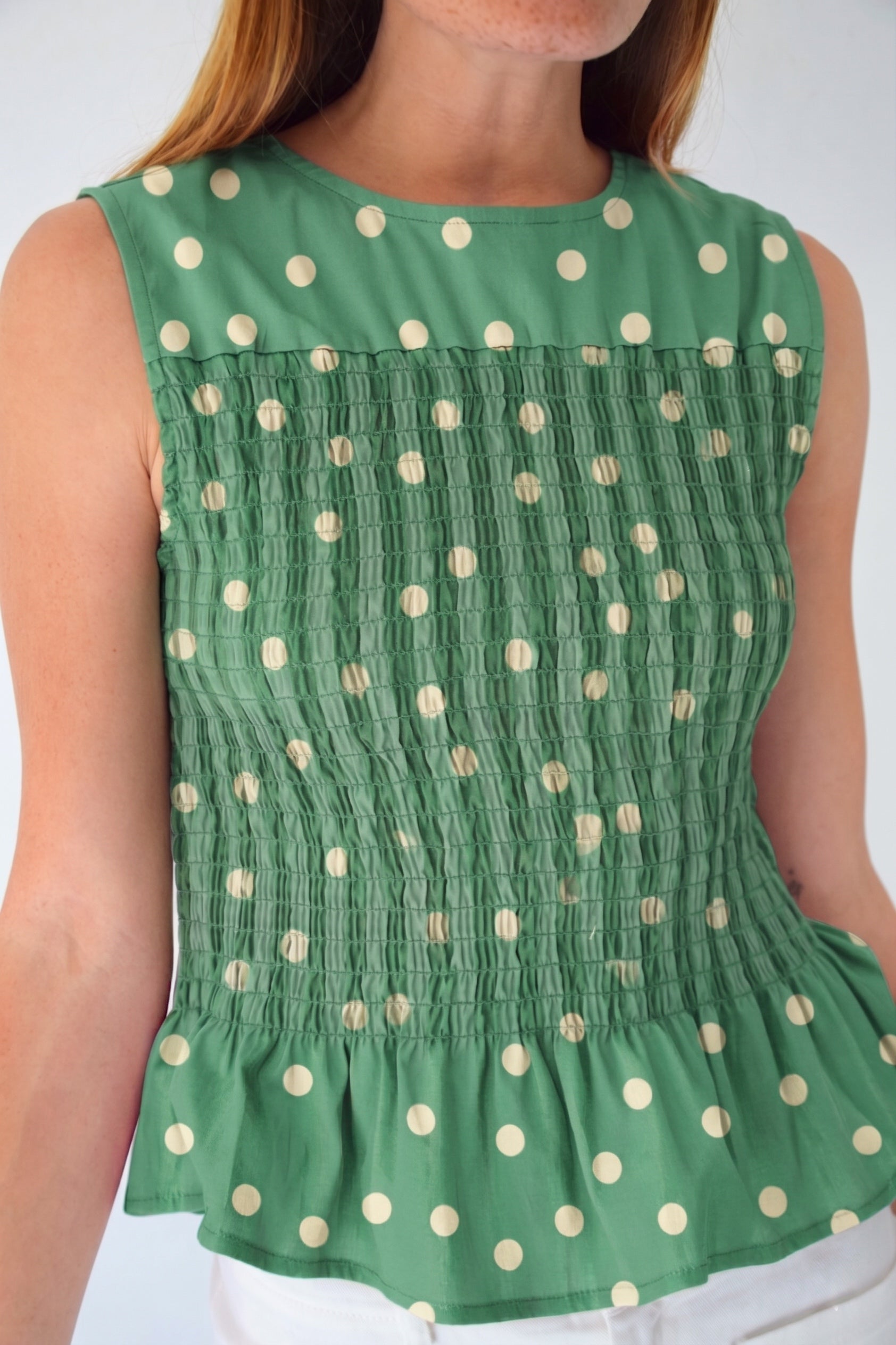 Top Cora Polka Dots Green