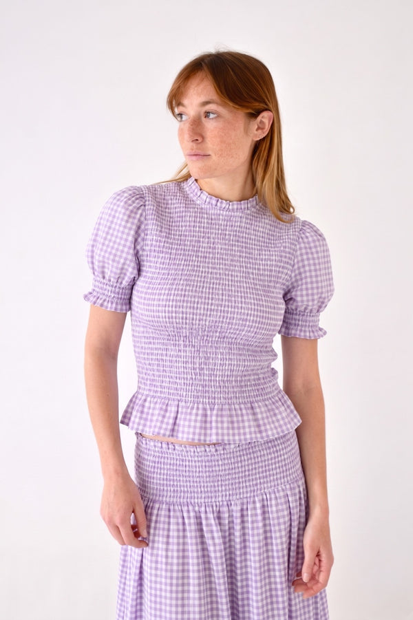 Lea Top Lavender Gingham Checks