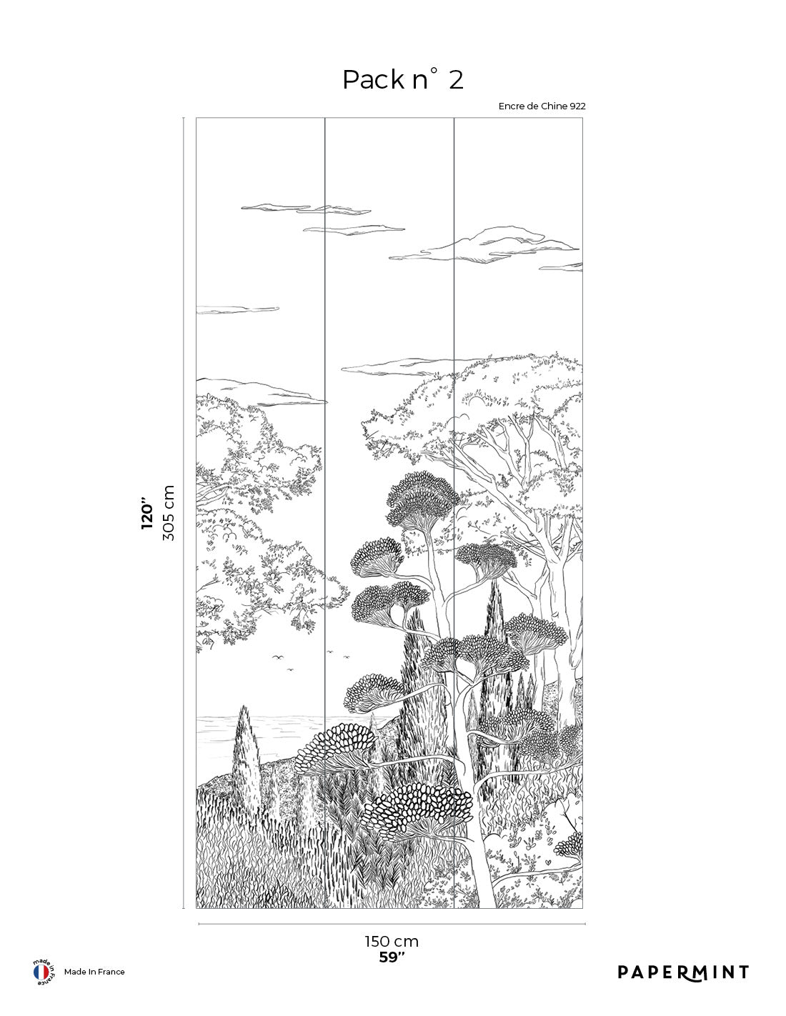 Toscane Line Vægmaleri - Encre De Chine
