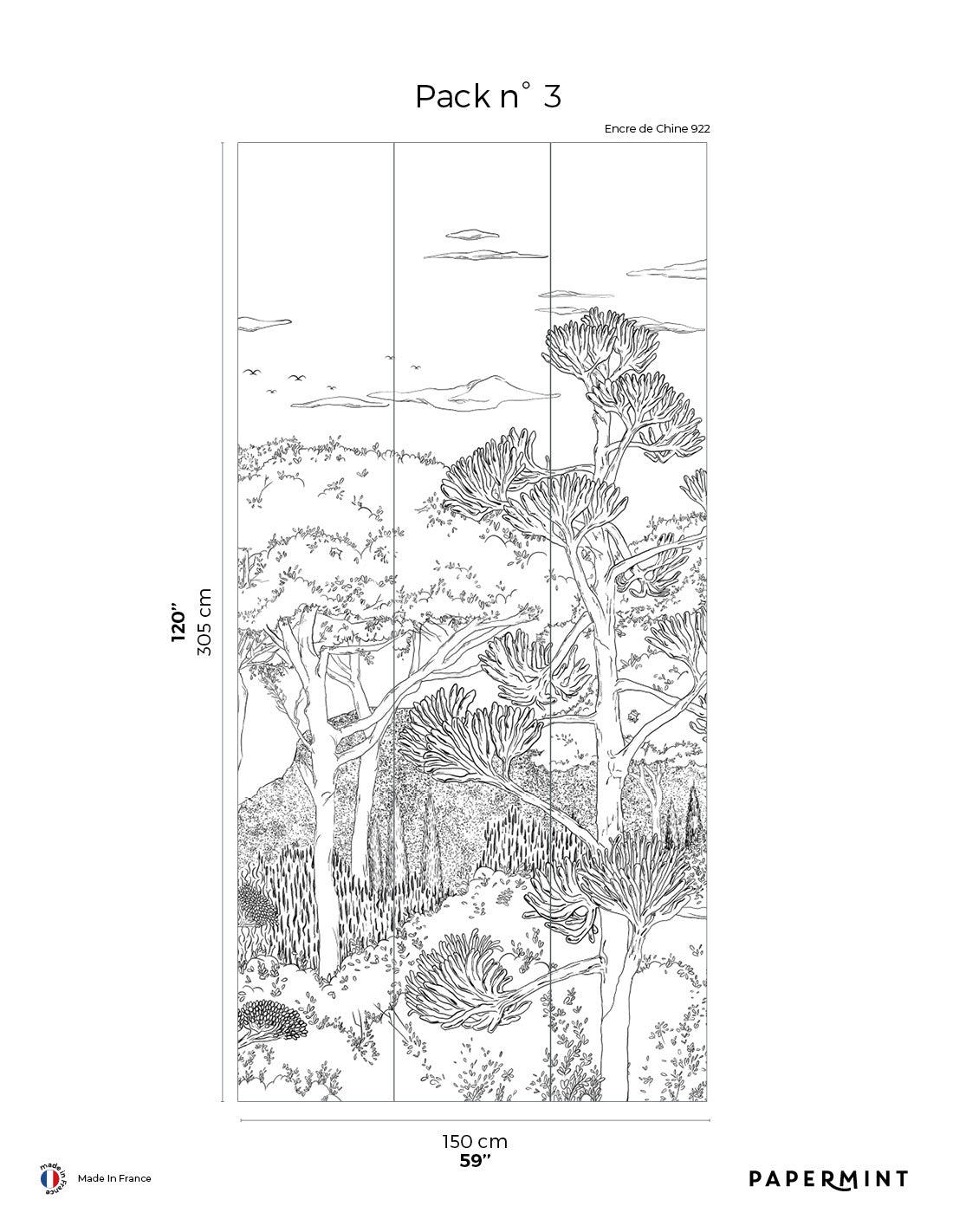 Toscane Line Vægmaleri - Encre De Chine