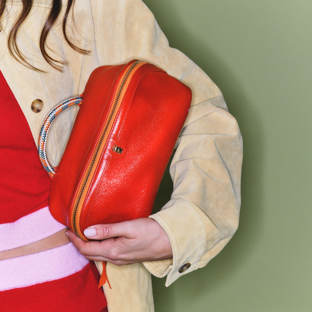 Charlotte Poppy Leather Pencil Case