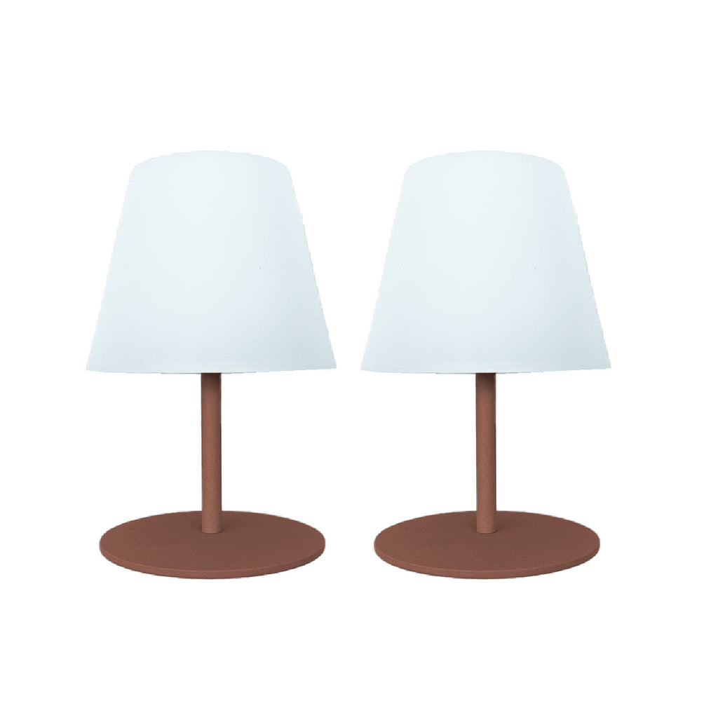 Twins - Lampe De Table Sans Fil - Acier - Terracotta