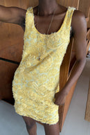 Robe Courte Structurée Jaune