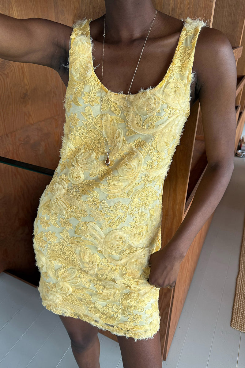 Robe Courte Structurée Jaune