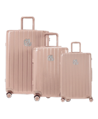 Set of 3 rigid GYL Intemporelle nude suitcases with ribbed shells and telescopic handles. #couleur_nude