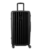 GYL Trunk polycarbonate suitcase Trunk L 75 cm in black, front view with GYL logo