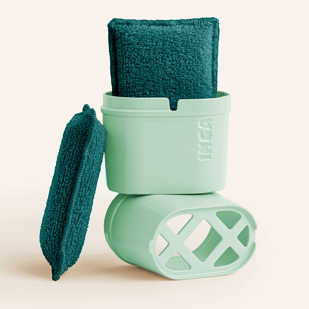 Green double absorption washable sponge with support