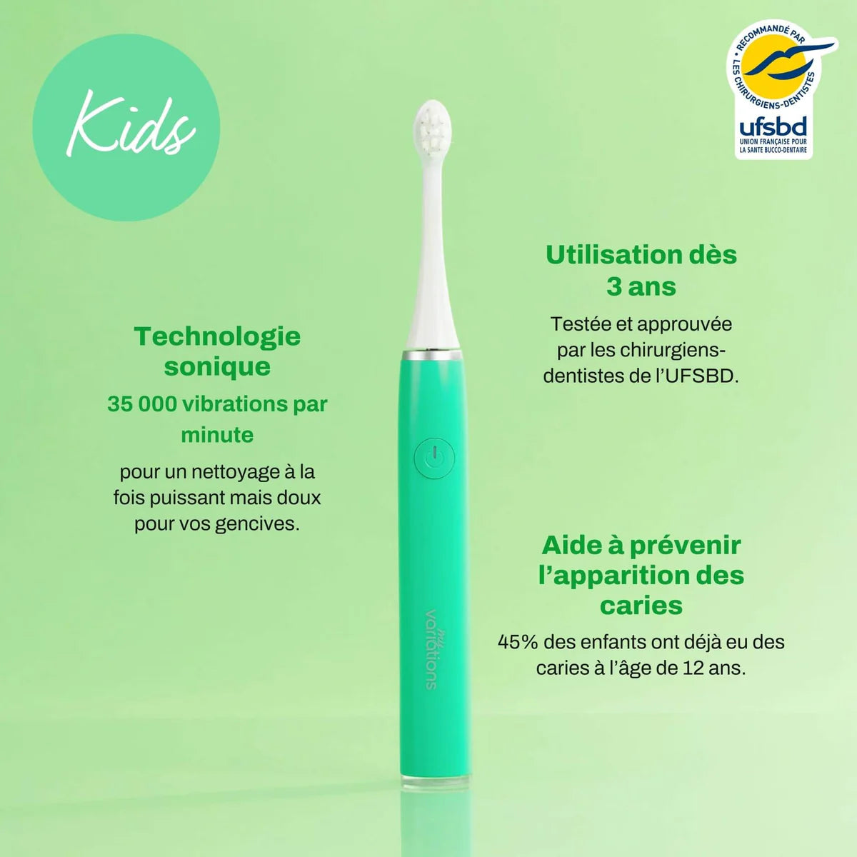 Brosse À Dents Électrique - Enfant - Vert