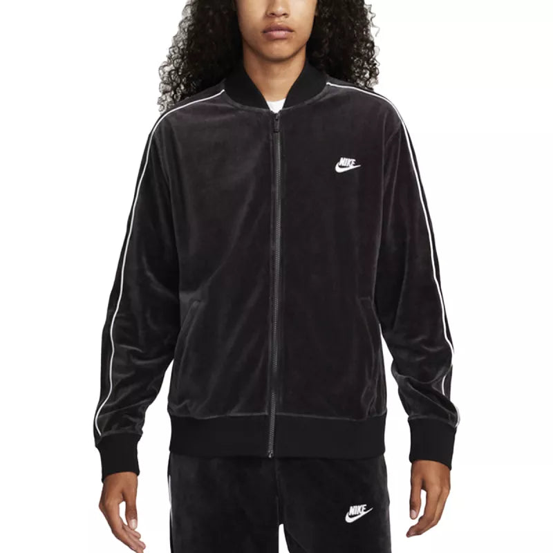 Nike NSW Club Velour Track Jacket - Black/White