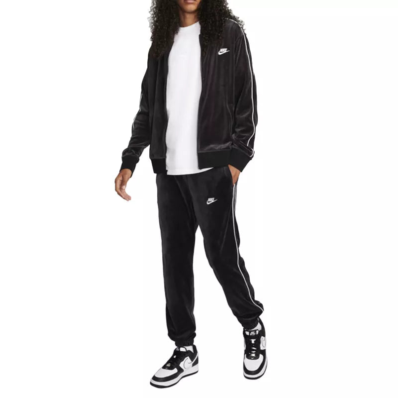 Nike NSW Club Velour Track Jacket - Black/White