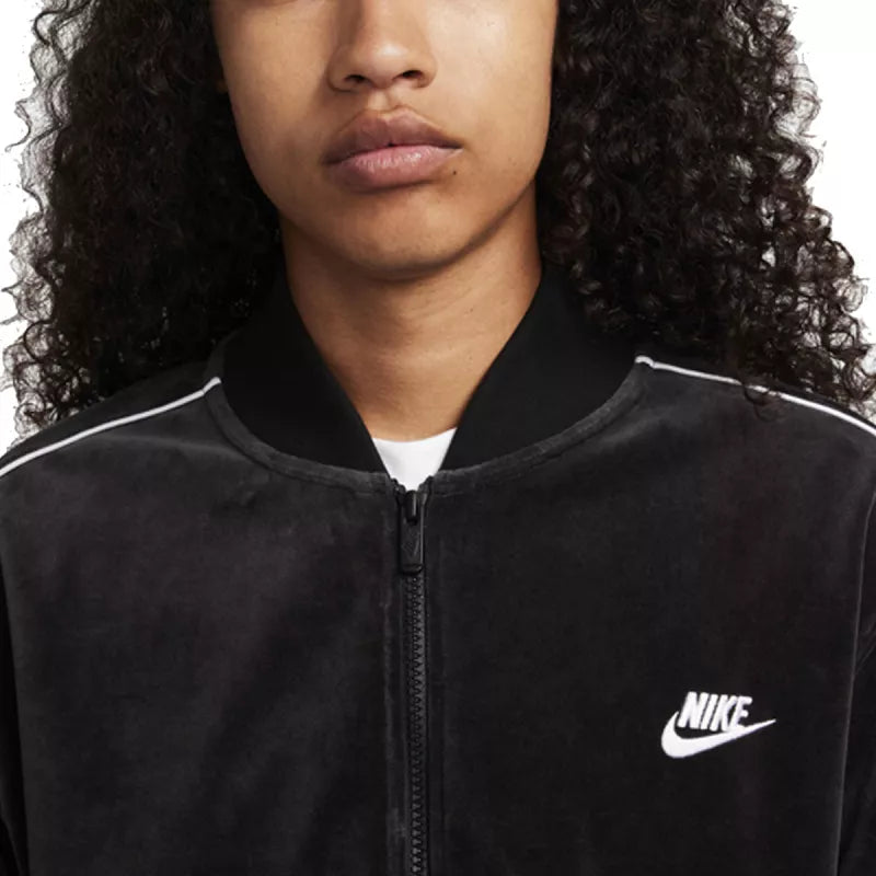 Nike NSW Club Velour Track Jacket - Black/White