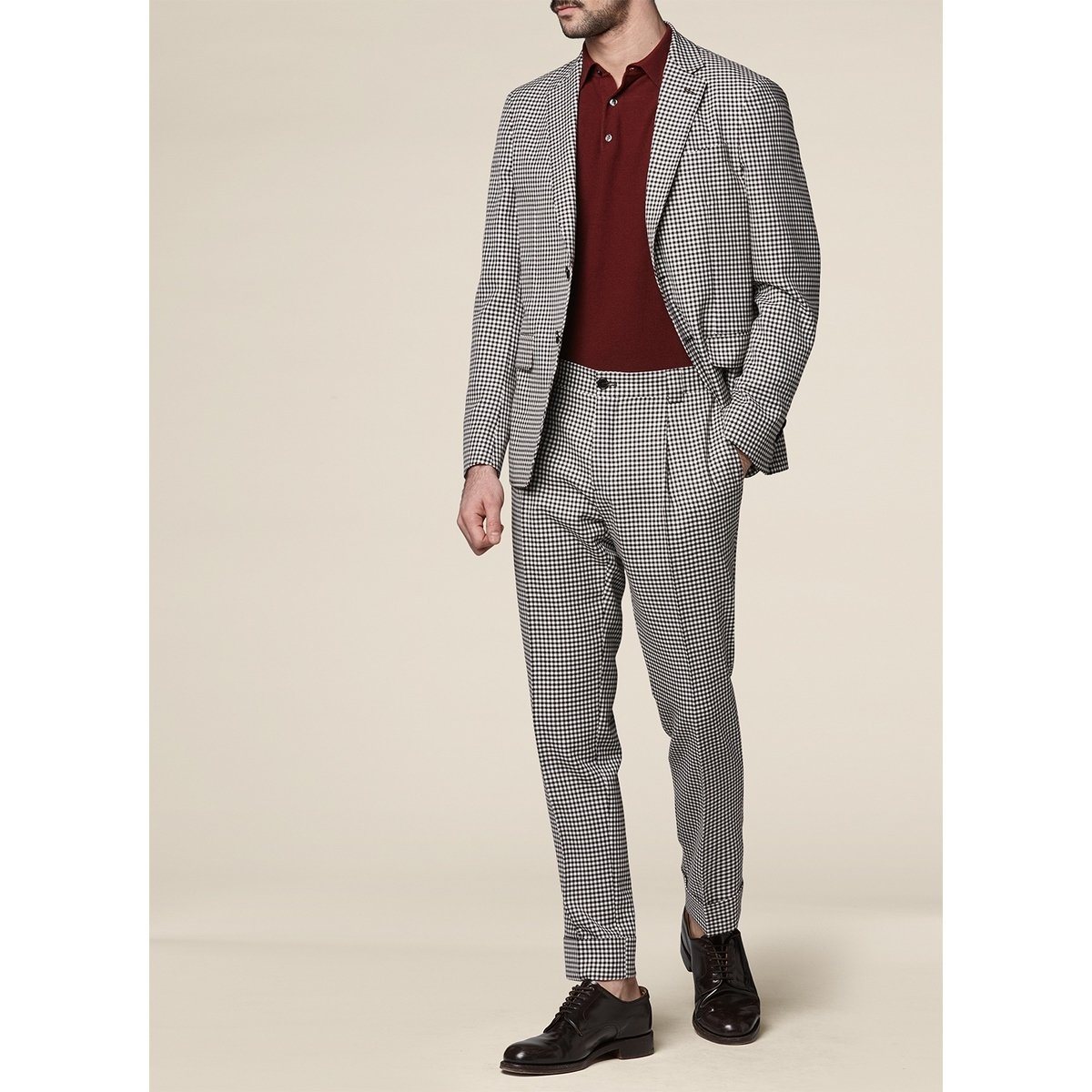 Fursac - Veste En Laine À Carreaux Vichy - Chocolat - Homme