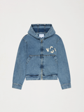 Veste À Capuche Unisexe Patch Denim Délavé