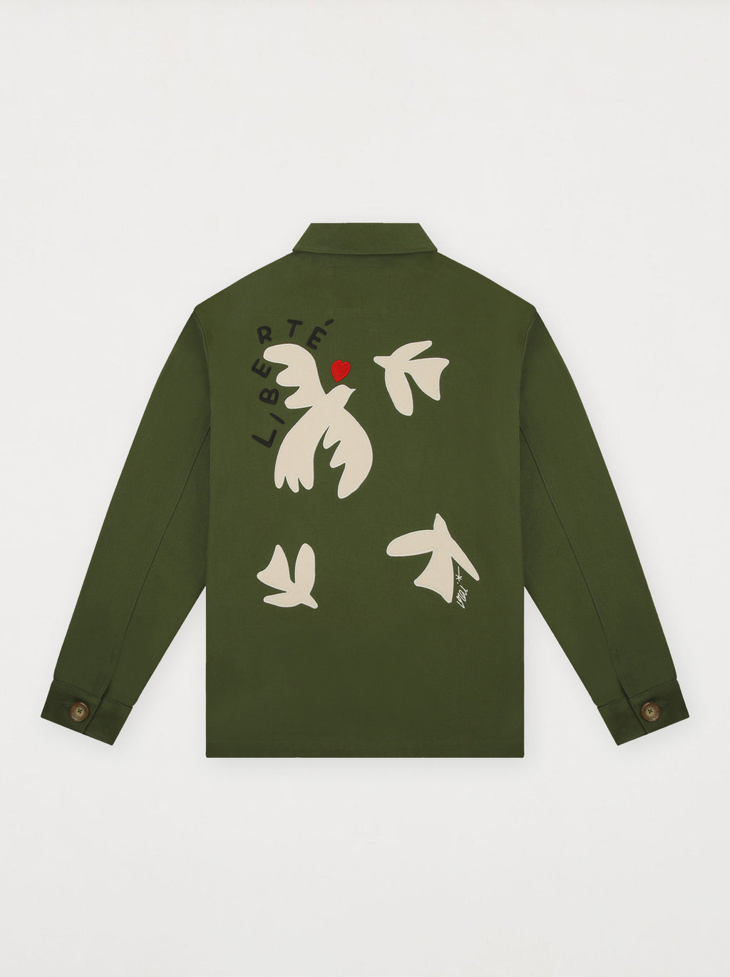 Unisex Embroidered Jacket Painter Olive