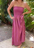 Vestido Emily Rayas Marrón Y Rosa