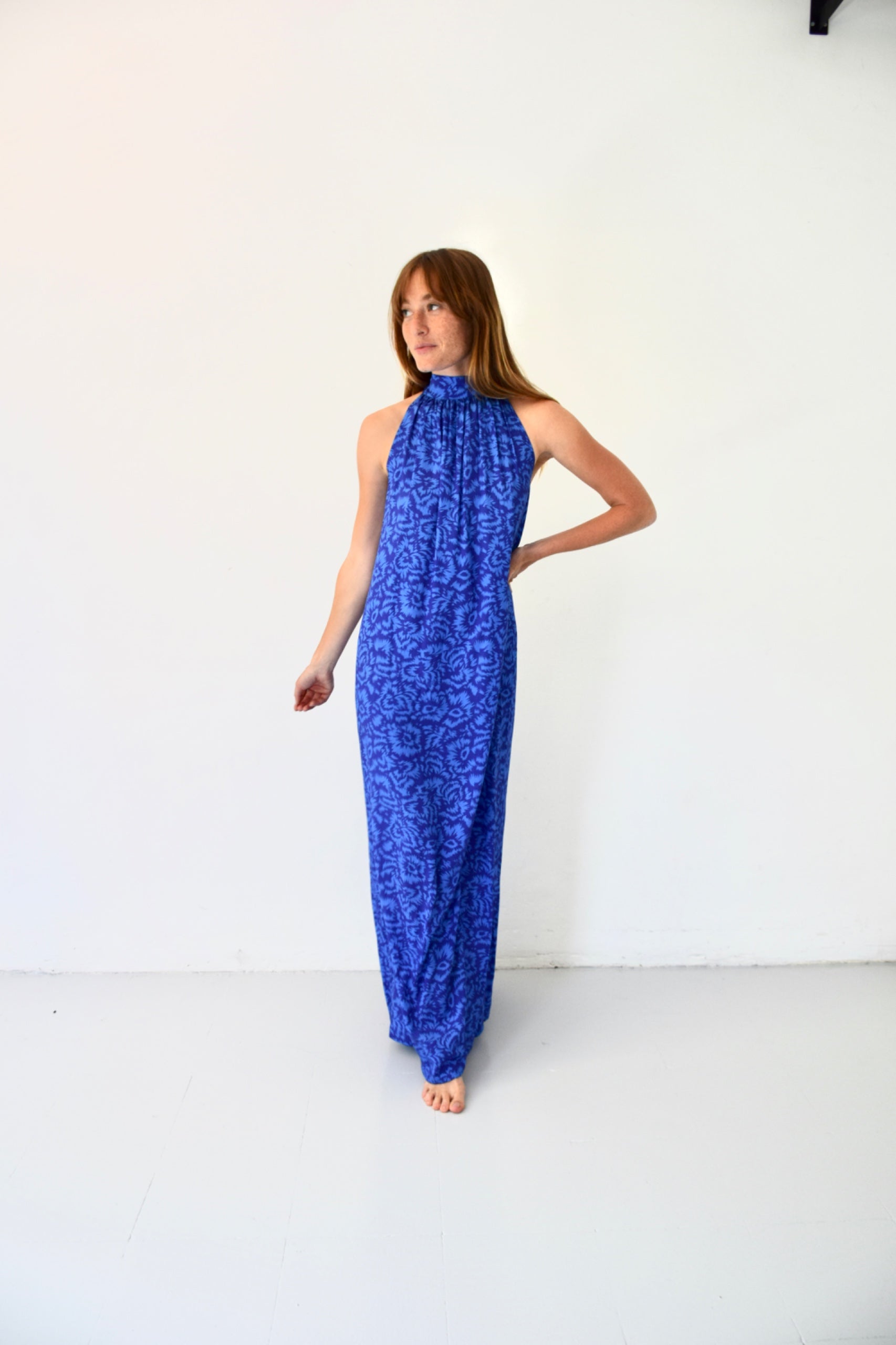 Vestido hasta el suelo azul marino