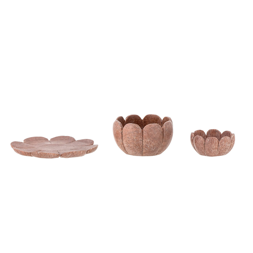 Reiko - Set of 4 Candle Holders - Brown - Marble
