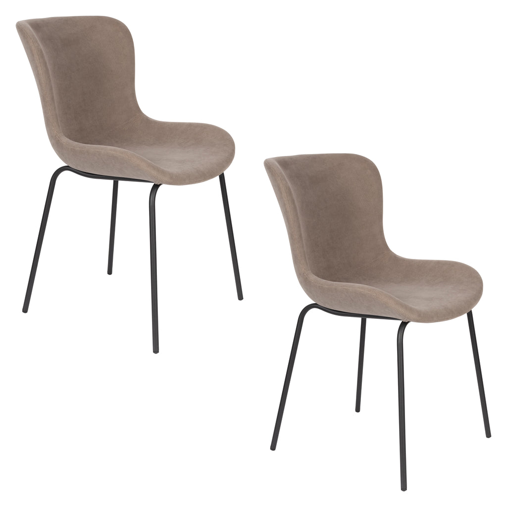 Junzo Rib - Set of 2 Dining Room Chairs - Fabric - Gray