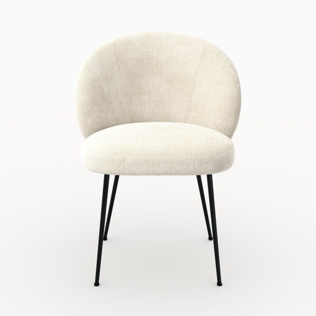 Bloomy - Chaise En Velours Chenillé Écru Et Métal Noir